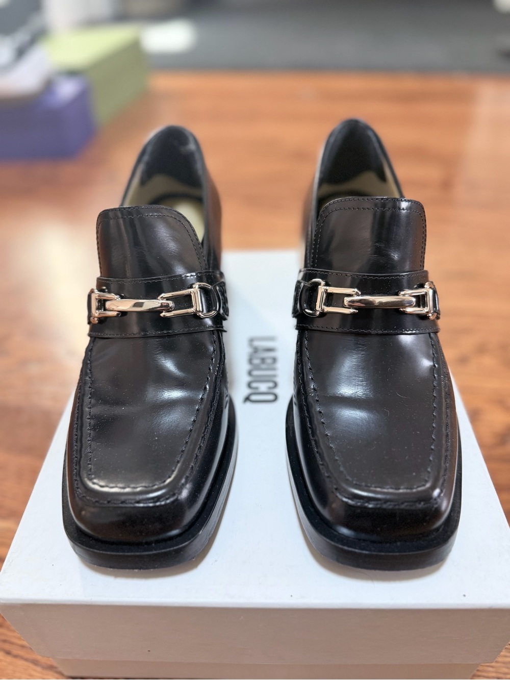 Labucq Black Leather Horsebit Loafers